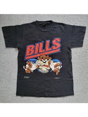 VINTAGE SINGLE STITCH 90s Buffalo Bills Taz Looney Tunes NFL Graphic T MENS LG